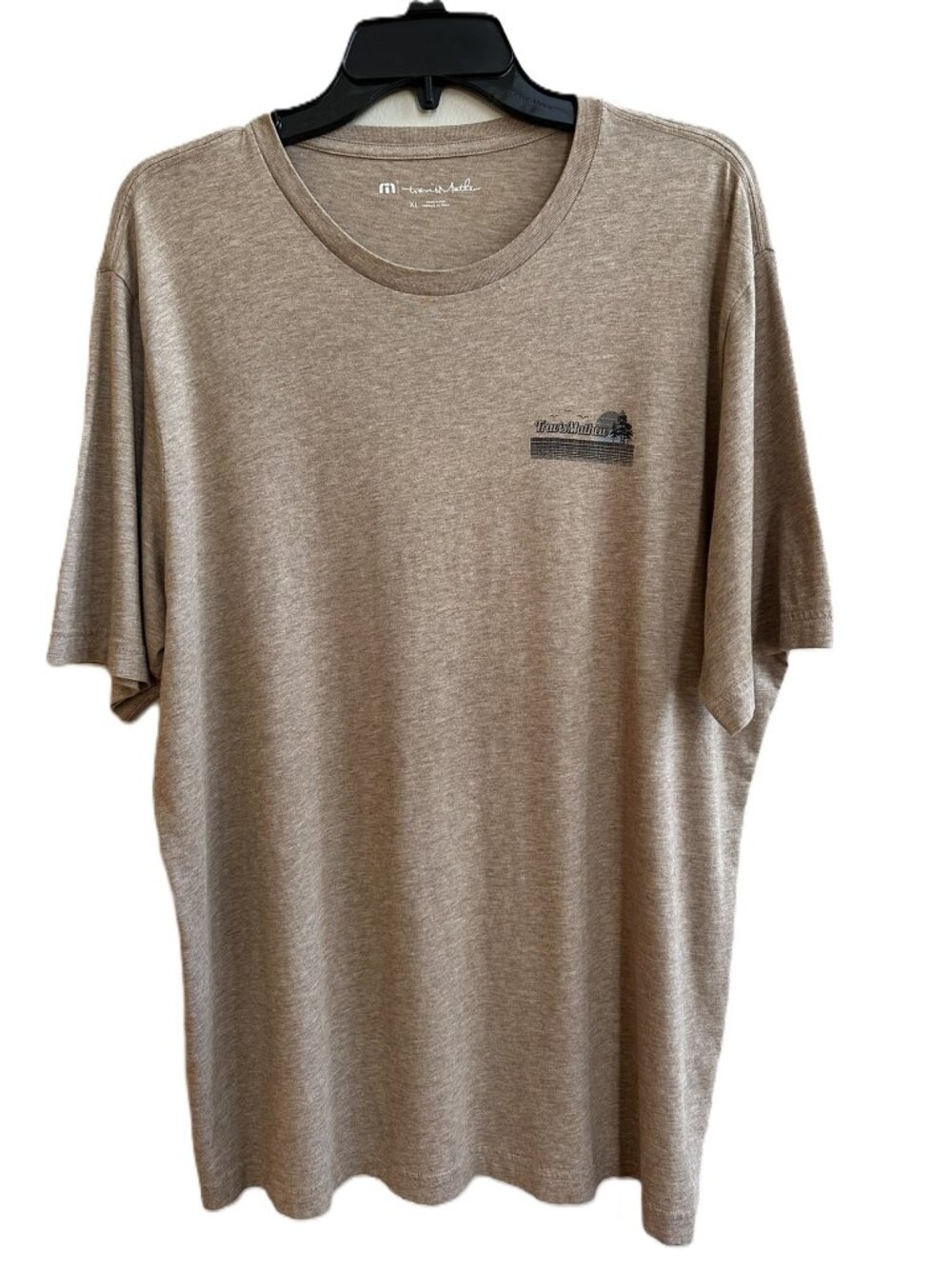 Travis Mathew Men's XL Always on Vacation T-shirt Tan Heather Short Sleeve Pima